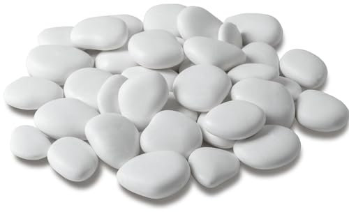 Sassi decorativi in plastica riciclata re-pebbles ciottoli antiusura da esterno ed interno (Small, Bianco)