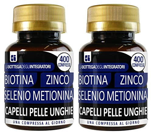 Biotina Zinco Selenio Metionina 800 Compresse 1 al giorno | Senza Glutine | non di origine animale | Capelli Unghie Pelle Antiossidante Sistema Immunitario | Alto Dosaggio