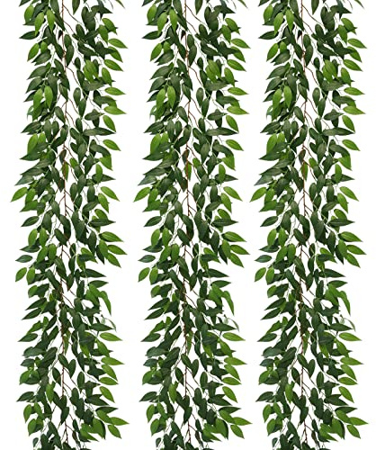 dallisten 3 strängar italienska ryska konstgjorda vinrankor, 184 cm silke vinrankor girlang med gröna blad, falska hängande växter, grönska, dekor för hem, sovrum, vägg, fest, bröllopsdekoration
