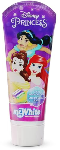Dentifricio per bambini Disney Princess – Fluoro e calcio per denti forti, protezione smalto e prevenzione della cavità, sapore fresco di menta, vitamina E per gengive sane, senza zucchero, sicuro per