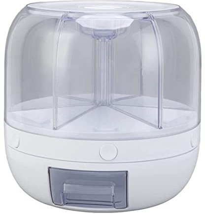 SENRN Rice Dispenser Lentil Dispenser, Large Capacity Grain Storage Container 6 Grids Rotating Food Dispenser 360° Rotatable Cereal Dispenser with Lid For Beans Cereal White S