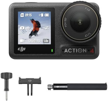 DJI Osmo Action 4 Standard Combo - 4K/120fps Waterproof Action Camera with a 1/1.3-Inch Sensor, Stunning Low-Light Imaging, 10-bit & D-Log M Color Performance, Long-Lasting 160 Mins, Outdoor Camera