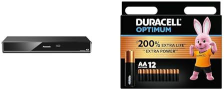 Panasonic DMR-BWT850EB Smart Network 3D Blu-ray DiscTM Recorder with Twin HD - Black & Duracell Optimum AA Batteries (12 Pack) - Alkaline Batteries 1.5V - Up To 200% Extra Life