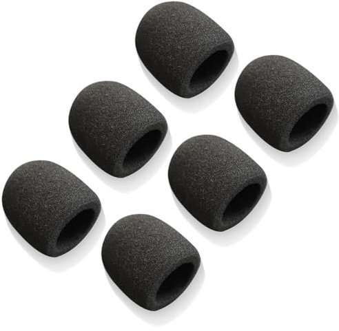 EIYVPRA 6 Stück Mikrofon Windschutz, Staubdicht und Antibakteriell Mic Foam Cover, Handmikrofon Windschutz mit Guter Elastizität Kontraktilität, Pop Schutz Mikro für Outdoor-Aktivitäten, KTV(Schwarz)