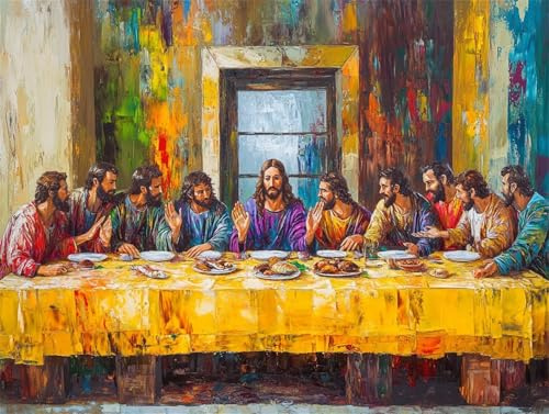 Pintar por Numeros Adultos última cena,DIY Pintura por Números Religión Cuadros para Pintar por Numeros Niños,60x80cm Lienzos Pigmento Acrílico Paintings con 3 Pinceles,Home Decor,Regalo Mujer -k2000