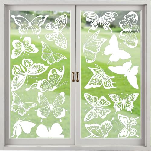32PCS Static Cling Anti-Collision Window Decals Transparent Glass Protection Stickers Prevent Bird Strikes Reusable & Easy to Apply (Butterfly)