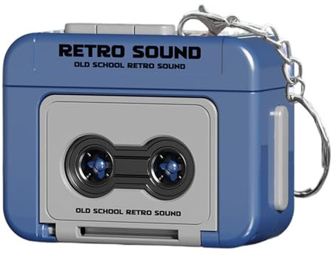 Mini llavero grabador de cintas, mini reproductor de casetes retro de plástico grabable con música, reproductor de microcassettes para mochilas, bolsos y regalos.