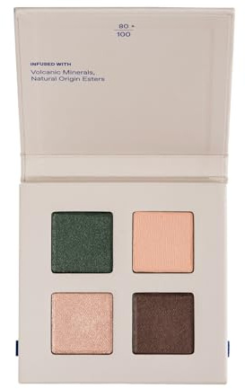 KORRES Real Color Eyeshadow Palette Forest Nudes 01, Lidschattenpalette mit 4 cremigen Naturtönen in matt, satiniert & metallisch, angereichert mit Vulkan-Mineralien, vegan, 4g