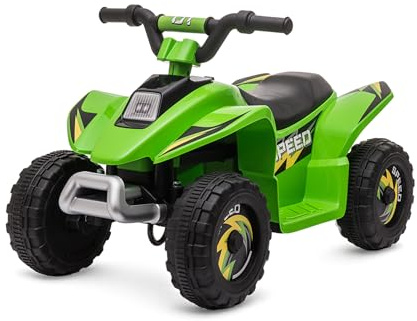 Straame 6V Electric Ride-On Quad Bike for Toddlers – ATV for Ages 18–36 Months, For-ward/Reverse, 4-Wheel Design, 1.9–3.8 km/h Speed, 72×40×45.5 cm (Green)