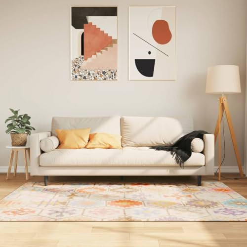 Tonture Matta, tvättbar, flerfärgad, 160 x 230 cm, halkfri, sammetspolyester, för vardagsrum, sovrum, matsal, hall, ljuddämpande, lättskött, antibakteriell, modern dekoration, golvskydd