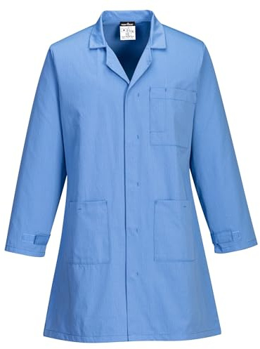 Portwest AS10 Blouse Antistatique Lavable en Machine à 60°C 2 Poches Basses | Hamilton Blue, 3XL, EN 1149-5, EN 61340-5-1, UPF 50+, Fermeture Pressions, Poignets Réglables par Bandes, Léger, ESD, Durable