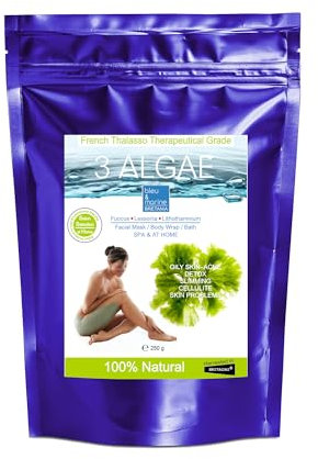 bleu & marine Bretania - Polvere di Alghe Rimodellanti | Trattamento Viso e Corpo | Azione Detox | Riduzione Cellulite | Ricca di Vitamine e Minerali | Per Pelle Luminosa e Rivitalizzata, 250g
