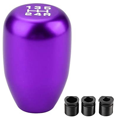 Fydun Pomello Cambio Universale, 5 Marce Pomello del Cambio Manuale con 3 Adattatori 8mM 10mM 12mm Pomello Leva del Cambio per Auto Manopola Cambio Ad Alta Sensibilità(Viola)
