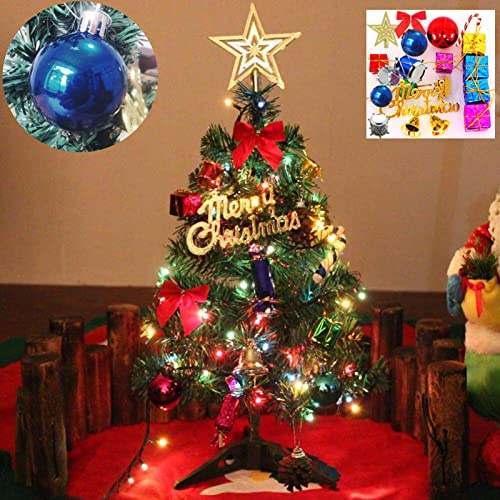 Mini Christmas Tree Small Christmas Tree with LED Lights Ornaments Tabletop Artificial Christmas Decorations Indoor Christmas Decor 24/60cm