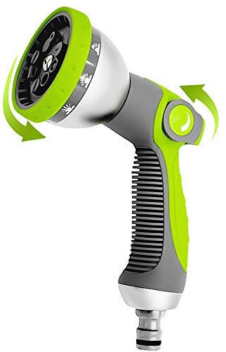 qipuneky Gartenbrause, Brause Gartenschlauch Düse-Einhandbedienung,10 Bewässerungsmuster, Multifunktion Wasserpistole, geeignet für Autowäsche, Gartenbewässerung, Haustier Wasche