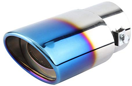 Silencieux Universel de Tuyau D'échappement, Embouts D'échappement en Acier Inoxydable Chromé Bleu de 5,3 à 3,8 Cm de Diamètre pour Tuyau D'échappement Droit de Voiture