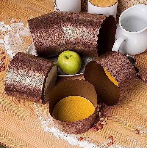 Panettone-Papierform, 340 ml, Osterbrotformen, Paska-Form, Kulich, Osterbrotformen, antihaftbeschichtete Panettone-Backförmchen, Papierbackförmchen, B 4,33 x H 8,5 cm, 12 Stück