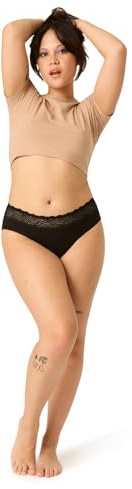 Modibodi Bikini sensuale a vita alta, flusso medio e abbondante, intimo di protezione mestruale da donna, calze da bikini, mutandine mestruali discrete, Nero , 56