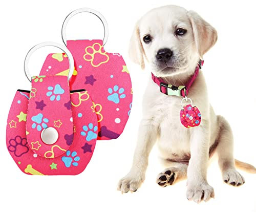 Pwsap 2Stück Hundemarken-Schalldämpfer, Hundemarke Silencer, Hund ID Anhänger, Rose Rot