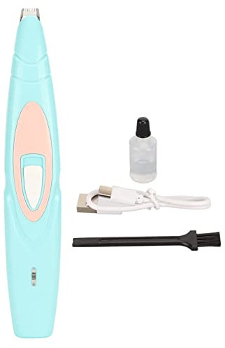 Qcwwy Hundehaarschneider, Hundehaar von Pfoten, Augen, Ohren, Gesicht, Trimmer, Kabellos, Hunde, Katzen, Pfotenschneider, Geräuscharm, Elektrischer Hundehaarschneider, (Blau)