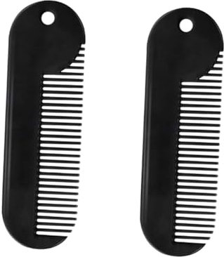 Lot De 2 Peignes À Barbe En Alliage De Zinc Pour Hommes Robustes Portables Élégants Pour Salon De Beauté Noirs