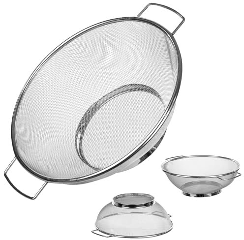 KADAX Passoire de cuisine en acier inoxydable avec poignées pratiques, passoire robuste, passoire micro-perforée (diamètre 21,5 cm)