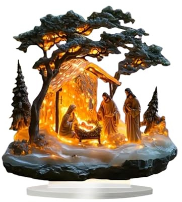 Jamgeery Crèche De Noël 2D en Acrylique - Figurines Décoratives pour Intérieur, Église Ou École - 18x18cm