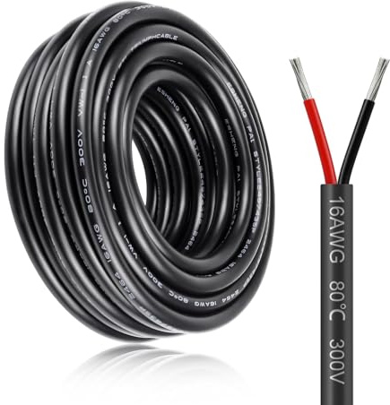 20M/65.6ft 2 * 1.5mm² Electric Cable, 16AWG Electrical Wire, 5V/12V/24V Low Voltage Extension Cable, 2 Core Outdoor Landscape Lighting Tinned Copper Wires, Flexible High Temperature Resistant Cable