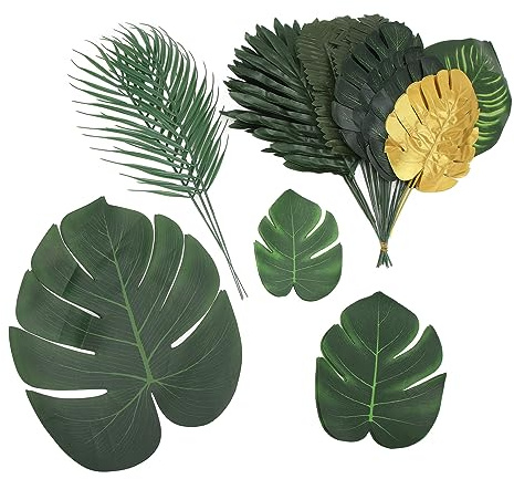 Pilipane Feuilles de Palmier artificielles Feuilles de Plante Tropicale 70pcs décoration de fête hawaïenne Tissu en Soie réelle de la Maison à la Maison.