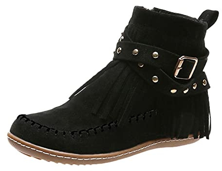 Generisch Botines para mujer, botines cálidos para otoño e invierno, botines con tacón, elegantes botas de invierno, cómodas, botas de invierno, botas de invierno, Negro , 38.5 EU
