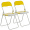 Harbour Housewares Padded Folding Chairs - Yellow - Pack of 2 - Easy Store Metal Frame Foldable Desk Chair for Office, Dining, Kitchen