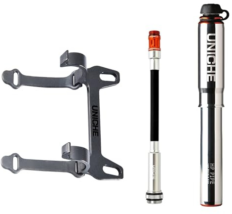 UNICHE Tech HP 140 PSI Aluminum Mini Bike Pump with Gauge | Presta & Schrader Valve Compatible, Portable Frame Pump for Bike, MTB, Gravel Bike