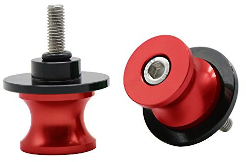 Universal Motocicleta 6MM CNC Aluminio Diabolos Basculante de Deslizadores Tornillos del Soporte para YZF R1 R3 R6 R25 R125 R1000 R6S MT-01 MT-03 MT-09 MT-10 RSV4 RSV4 R (Rojo)