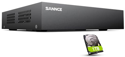 SANNCE 8-Channel 1080P Wired Home Surveillance Security Camera System DVR Recorder with 1TB Hard Disk Drive, Human Detection, Standalone DVR Video Recorder CCTV Support 5-in-1 CVBS/AHD/TVI/CVI/IP