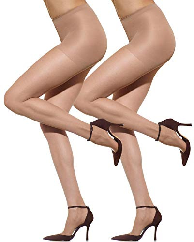 Silkies Women's Ultra Sheer Control Top Pantyhose (2 Pair Pack) - Lightweight, Comfortable, Perfect Fit - Medium Nude