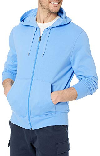 Amazon Essentials Men's Lightweight French Terry Full-Zip Hoodie with Comfortable Fit, French Blue, L