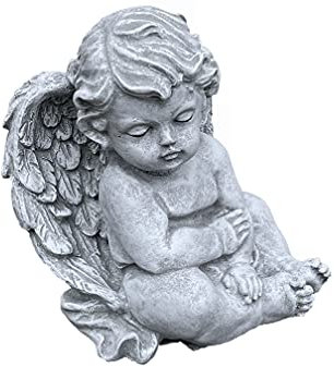 stoneandstyle Figurine en pierre ange assis en pierre résistante au gel résistant aux intempéries