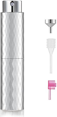 Toureal 8ml Spruzzino Profumo Ricaricabile, Vaporizzatore da Viaggio, Atomizzatore Nebulizzatore Profumo, Bottiglie Porta Profumo Spray (Argento Lucido)