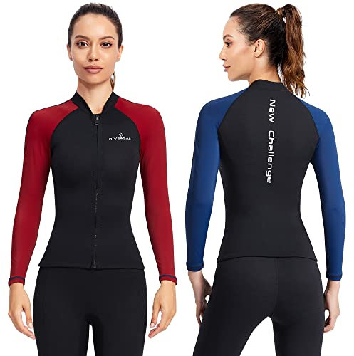Joysummer Neoprenanzug Jacke für Damen - 1,5mm Neopren & Lycra Shirt Nassanzüge Top Langarm Tauchanzug für Erwachsene Jugend Surfen Tauchen Schwimmen Wassersport, XL