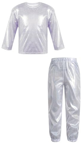 Zaldita Conjunto de ropa de danza para niños y niñas, camiseta de manga larga con pantalones de baile brillantes Hip Hop