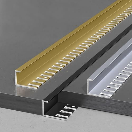 Raouoae Tiras De Acabado para Baldosas De Alto Rendimiento Flexibles 90 Cm* 3 Piezas Perfil En C Protección De Bordes Y Cobertura De Juntas De Piso Ideal para Reformas(Black,H:8.5MM)