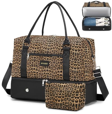 SPAHER Sac de Voyage Cabine Avion 45x36x20 Easyjet Bagage Cabine Sac de Sport Weekend Maternité Femme avec Compartiments Chaussures et Humide Imperméable 30L Bagage a Main avec Trousse de Toilette