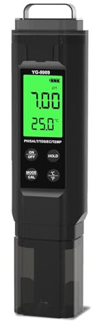 Digitales Messgerät, 5-in-1, Salzgehaltstemperatur-Messgerät, genauer Wassertester mit Hintergrundbeleuchtung für Aquarien