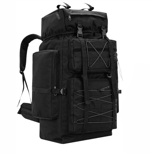 Gkstly Sac à Dos de Randonnée 80 L, Camping Sac à Dos Imperméable Léger Sac de Voyage de Grande Capacité pour Homme Femme Réglable Durable pour Camping Randonnée Trekking Voyage Plein air, Noir, L