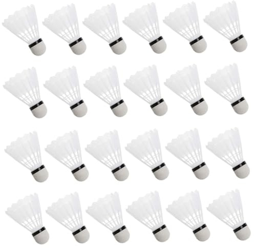 SHITOOMFE Volani in plastica, Volani da Badminton Palline da Allenamento in plastica Palline Sportive Leggere con Tubo di stoccaggio 24 Pezzi, Badminton