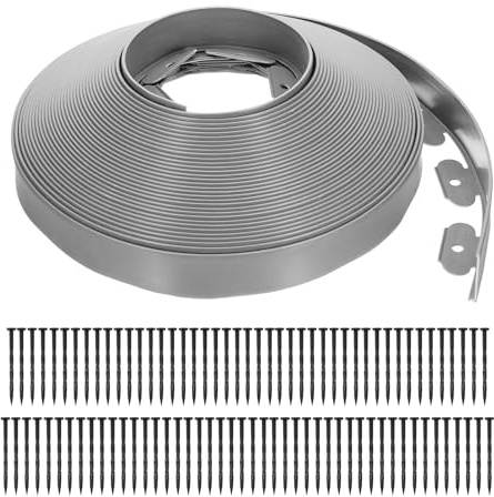 QUARKZMAN Bordure De Jardin, 1Pcs 100FT x 2 - Kit De Bordure De Jardin avec 93 Piquets, Bordure De Jardin pour Pelouse Parterre De Fleurs Jardin Herbe (Gris)
