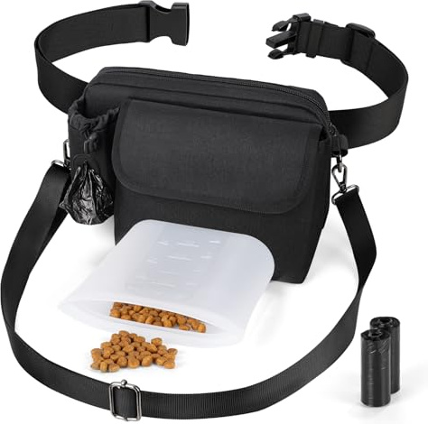 Playexen Sac Friandise pour Chien Lot de 3 Accessoires Chiens avec Pochette Friandise Chien Intérieur en Silicone 1000ml&2pcs Sac a Crottes&Sacoche Friandises Dressage Promenades Voyages Entraînement