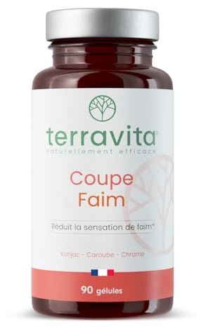 COUPE-FAIM | Konjac 95% + Caroube + Chrome | 3 Actifs Naturels pour Effet Coupe Faim Puissant et Rapide | Riche en Glucomannane | 90 Gélules Vegan | Made in France | Terravita