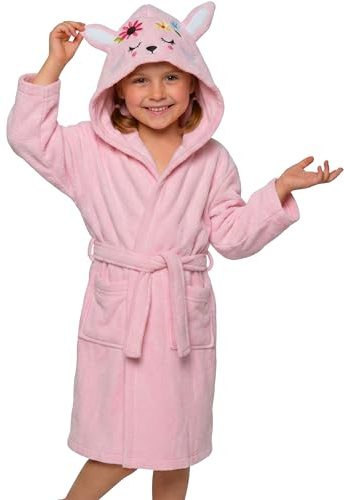 o-day Peignoir doux pour enfant, éponge et amusant, peignoir pour fille, en tissu éponge avec capuche en forme d'animal, 100 % coton