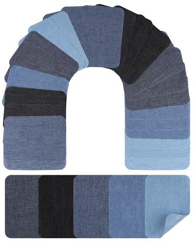 Acual Denim Iron-On Jean Patches, 25 Pack Blue & Black Repair Patches | 25 Iron-On Denim Patches In Assorted Blue And Black Shades For Repairing And Decorating Jeans And Clothing